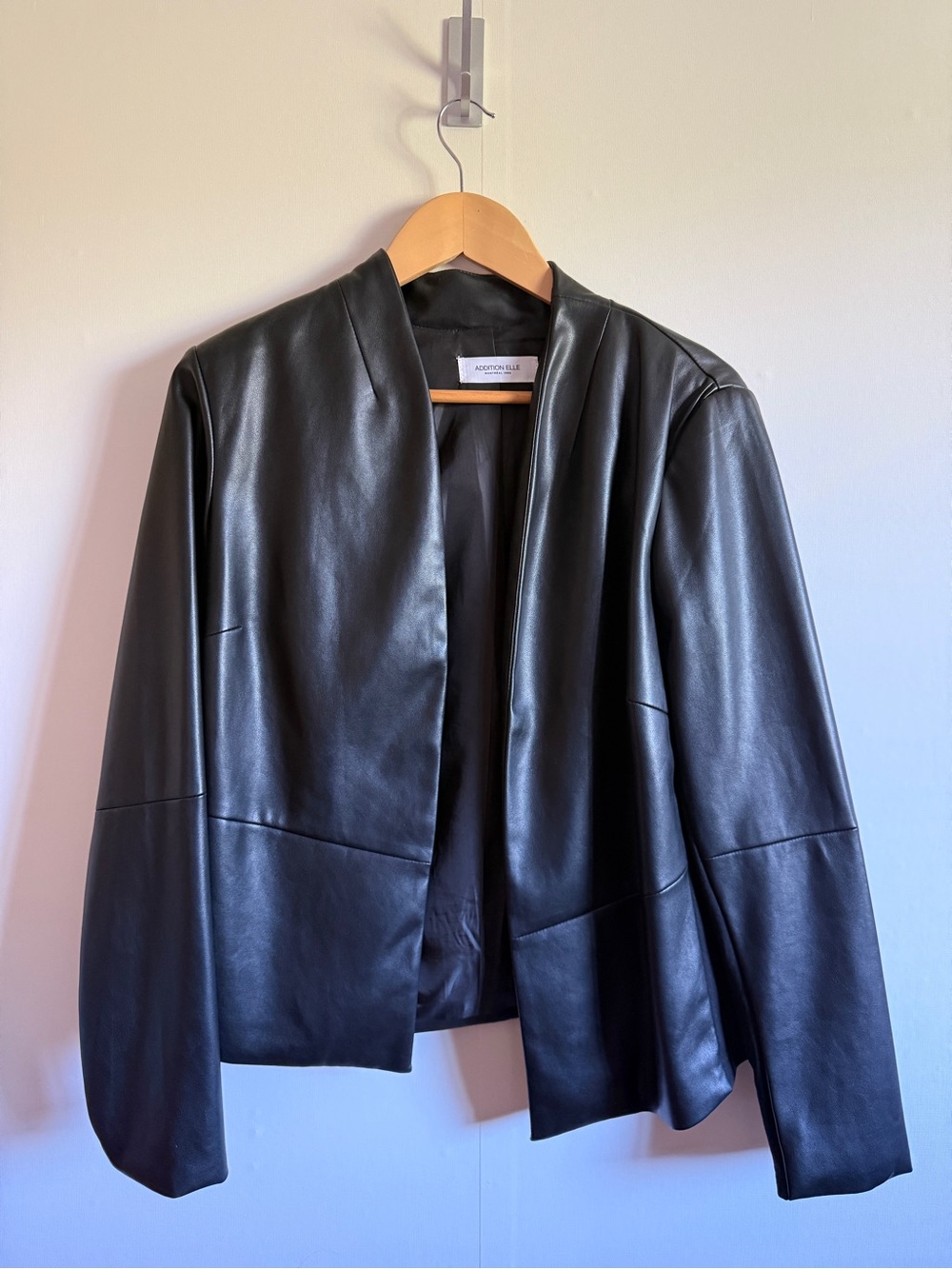 Addition Elle Black Faux Leather Open Blazer Jacket 1X Minimalist